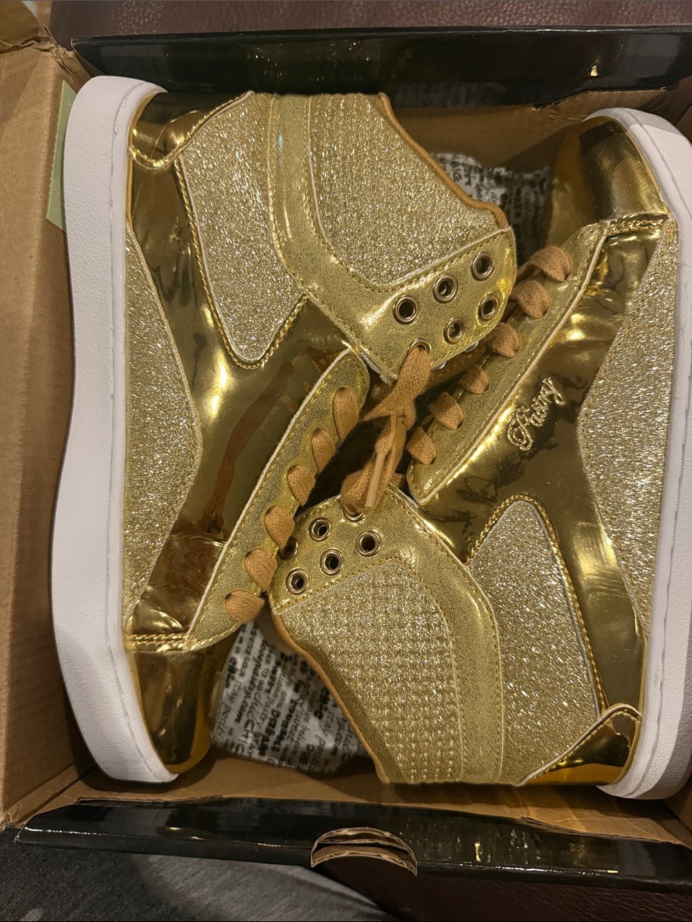 Pastry Gold Glitter High-Top Sneakers